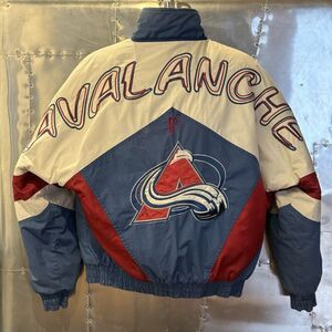 Vintage 90s Colorado Avalanche Pro Player Puffer Jacket NHL Size M Stanley Cup
